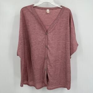 Gorilla‎ Cat Womens Top Size XL Mauve Pink Lagenlook Boxy Cozy Lounge Minimalist
